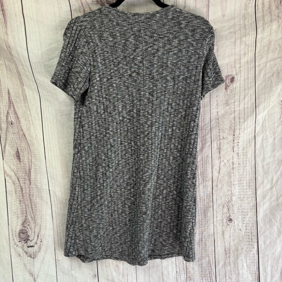 Abercrombie & Fitch Gray Ribbed Fitted Short Sleeve Tee Mini Casual Dress Small - Picture 2 of 5